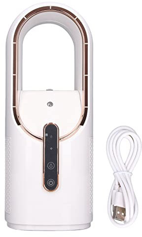 Headerbs Ventilador de Escritorio, Ventilador Humidificador sin Aspas, Ultrasilencioso con 3 Velocidades de Enfriamiento, Ventilador de Control Táctil, Puerto de Carga USB