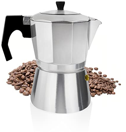 ACTIV CUISINE Cafetera italiana de aluminio, 3 tazas de capacidad, mango ergonómico, válvula de seguridad, filtro desmontable,150 ml