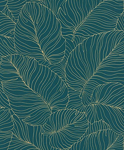 Isa Banana Fond D'écran pour Salon, Boutique, TV, Chambre, Couloir, Décoration - Moderne Design Graphique Decoratif Papier Peint avec Motif de Feuille de Bananier - Métallique Tropical Fond D'écran