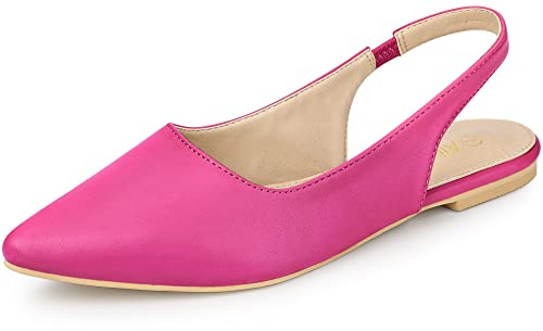 Allegra K Décolleté a punta da donna Slingback Décolleté piatte, Rosa acceso, 38.5 EU