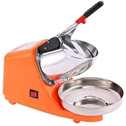 Electric ice crusher, ice machine, prevent splashing, electric two-blade snow cone machine, household and commercial ice crusher