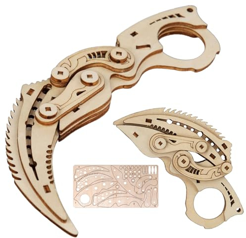 QiKKago Karambit con Filo de Madera Puzzle Csgo Cuchillos Navaja Mariposa Entrenamiento Balisong Trainer Knife Plegable Sin Cuchillo Y Navajas Regalos Originales para Adultos Hombres Mujeres