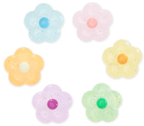 PERFECTSIGHT, Niedliche Glitzer-Blumen-Daumengriffkappen, kompatibel mit Nintendo Switch/OLED/Switch Lite-Konsole, Tastenabdeckung für NS Joycon Controller, 6 Stück Kawaii Joystick-Kappen-Blume