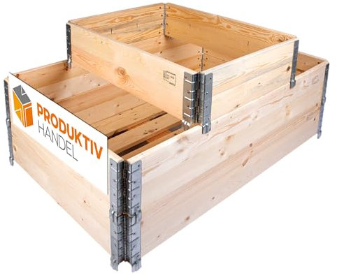 Hochbeet rechteckig | 2 große & 1 Kleiner Palettenrahmen aus Holz | Holzrahmen faltbar, steckbar & stapelbar | Pflanzpyramide als Kräuterbeet | beliebig gestaltbar