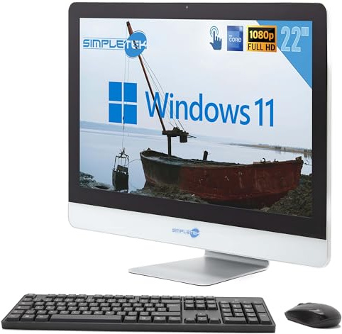 SIMPLETEK - Ordenador todo en uno con pantalla táctil de 22 Full HD, Core i7 2.8GHz, 16GB RAM, doble SSD, Windows 11 Pro, webcam, altavoces integrados, ratón y teclado inalámbricos