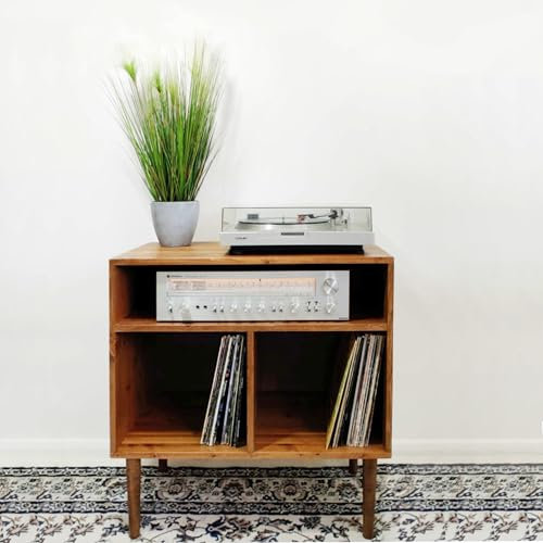 Record Player Stand, Vinyl LP Record Storage, Hifi Rack, Turntable Unit, Vinyl Storage Furniture - Many Colours Available! (80, English Oak)
