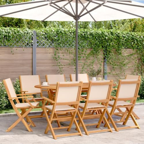 Buzaza Gartenstühle 8 STK. Klappbar GartenstüHle Klappstuhl Balkon TerrassenstüHle Balkon KlappstüHle Beige Stoff und Massivholz - 3214585