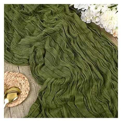 OZLCUA Runner da tavola in Garza 10pcs Voile Cheesecloth Table Runner Semi-Sheer Gauze Dining Table Decoration for Wedding Party,Wedding Arch Draping Fabric Lavabile Tablerunner(Green)