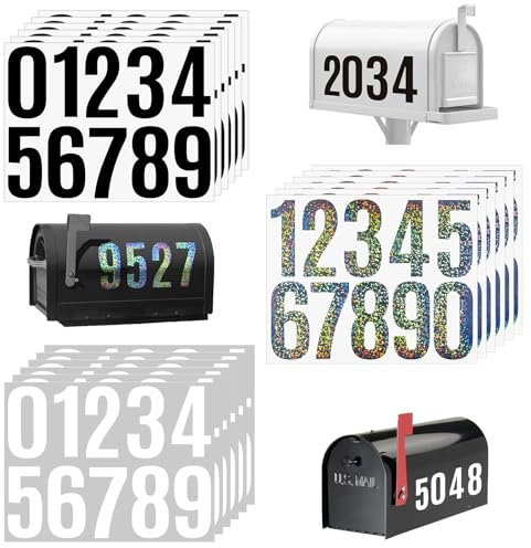 ROEOWENE 18 Blatt Zahlen Aufkleber Groß 8cm Zahlen Sticker 0–9 Hausnummer Aufkleber 3 Zoll Vinyl Nummern Aufklebers Wasserdicht Mailbox Nummern Aufklebers Selbstklebende für Postkasten,Schilder