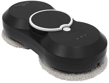 HarBin-Star Fensterputzroboter, Elektrischer Fensterputzer Fernbedienung mit Sprühfunktion, Fensterreiniger Roboter Automatischer, für Innen- und Außenfenster, 10x Lappen & 50ML Tank, Schwarz