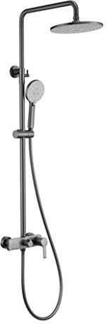 Shower Head Set Doccia A Parete Pistola Miscelatore Deviatore Caldo E Freddo in Ottone Grigio Rubinetti per Doccia da Bagno Set con Soffione A Pioggia da 8 Pollici E Doccetta, Doccia,a Rainfall
