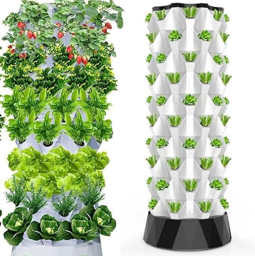 Torre idroponica da 48/64/80 fori, sistema di coltivazione idroponica, sistema di coltivazione autoirrigante a torre verticale idroponica per erbe aromatiche, frutta e verdura con pompa dell'acqua,