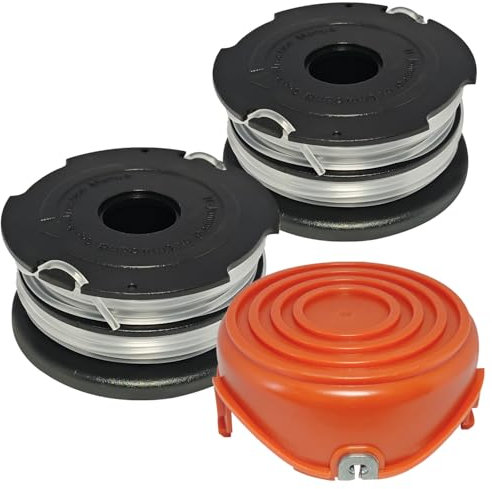DF-065 DF-065-BKP String Trimmer Spool Line 36FT 0.065 with RC-065-P Spool Cover Cap Replacement for Black and Decker GH710 GH700 GH750 Weed Eater Wacker String Trimmer Line Auto-Feed Dual Line Edger