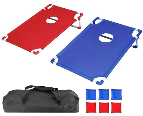 Bean Bag Toss Game | Offizielle Cornhole Bags | 4 Rot Und 4 Blau Bags | Offizielle Größen | Premium Qualität | Wasserdicht | Amerikanisches Spiel | Outdoor Spiel | Freunde & Familie