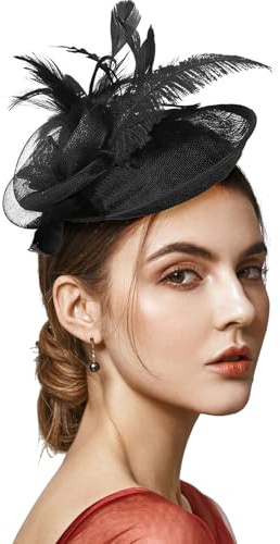 nezababy Fascinator Damen,Hut Damen Elegant,Pferderennen Pillbox Headpiece, Hochzeit Trachtenhut, Kopfschmuck 20er Jahre Damen (Schwarz)