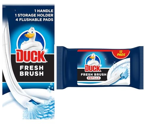 Duck Fresh Brush Toilet Cleaner | Disposable Toilet Bowl Cleaner | Removes Stains & Odours | Easy Brush & Flush | Fresh Scent | Hygienic Bathroom Cleaning (12Refill + 1kits)