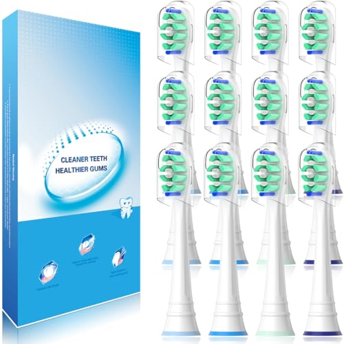 Wardimark Ersatzbürsten Kompatibel mit Philips Sonicare Elektrische Zahnbürste,12 stück Aufsätze Ersatzbürstenköpfe für 3100/4100/5300/5500/7100/9000/9900 Schallzahnbürste, Weiß