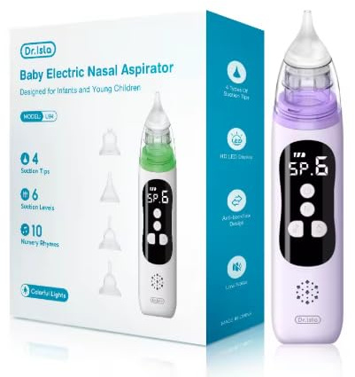 Aspirador Nasal Eléctrico para Bebé, Limpiador de Nariz de Silicona, Batería Recargable, Anti-Reflujo, 0-24 Meses,
