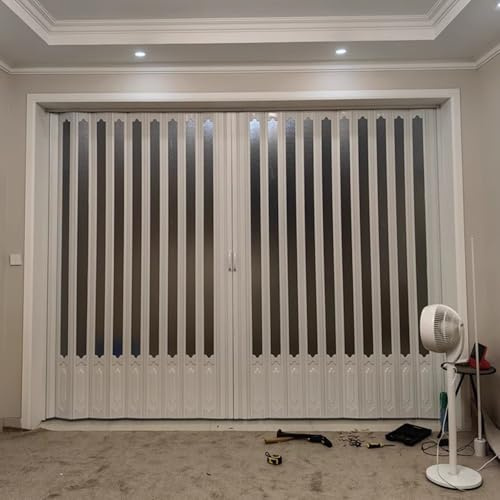Teleskop-Falttüren Anpassbare Schiebetür mit Griffen und Acrylglas, Faltbare Tür für Waschküche und Küche zur Platzersparnis, Faltbares Raumteiler-Tor für Toilette/Flur/Studio/Wohnzimmer(66x75in(167x1