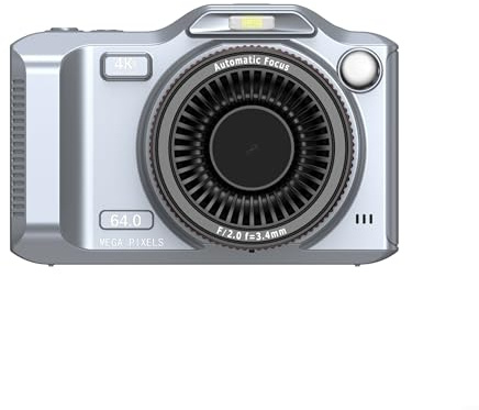 Appareil photo numérique 4K avec deux caméras avant et arrière, zoom 18x, écran HD de 2,8, connectivité WiFi pour partage de photos et de vidéos, compatible avec 256 Go de stockage (argent)