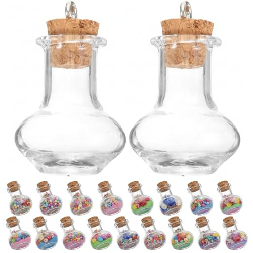 SUPVOX 20Pcs Mini Glass Wishing Bottles with Cork Stoppers 0.86X0.66X0.66In Transparent Decorative Glass Jars for Diy Crafts Wedding Favors Message Bottles and Party Decor