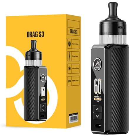 DRAG S3, For VOOPOO Drag S 3 Pod Kit 60W 3000mAh Battery + 5ml PNP-X Cartridge MTL (PNP X 0.6Ω + PNP X 0.8Ω Coil) Vaporizer - No nicotine