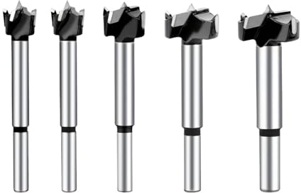 NnYuaUil Juego de 5 brocas de vástago redondo con punta de carburo de tungsteno for sierra de corona de madera
