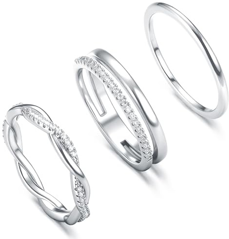 Roheafer 14 karat förgyllda ringar set 3 stycken guldringar kvinnor ring guld damer tumring förlovningsring damer fingerring storlek 49-62, Koppar