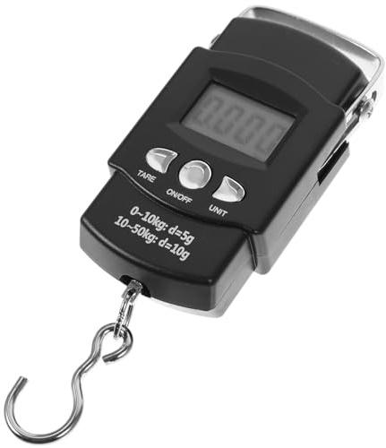 Kichvoe Digitale 50 kg Angel und Gepäckwaage mit Maßband Kompakte Elektronische Haushaltswaage Tragbare Kleiner Handwaage für Reisen und Outdoor