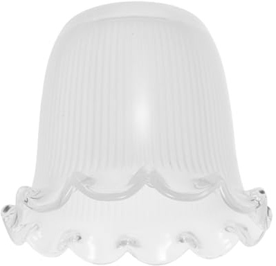 HOLIDYOYO Abat-jour en Verre Transparent pour Lampe de Table et Plafonnier, Diamètre D’ouverture 4 Cm, Design Festonné de Tulipe Vintage, Abat-jour de Remplacement Polyvalent pour Éclairage