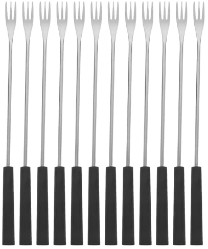 ULTECHNOVO Tenedores para Fondue de Acero Inoxidable y Pp, Juego de 12 Piezas, Mango Cómodo, Aptos para Fondue de Queso, Chocolate, Fruta y Barbacoa, Ideales para Cocina Doméstica y Camping