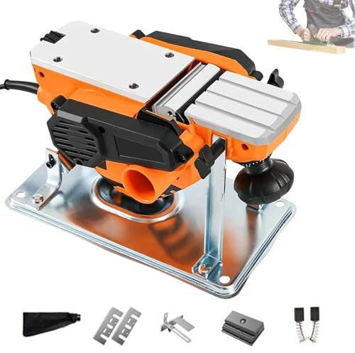 Electric Planer with Double Blades and Guide Table for Woodworking Benches, Portable Tool for Furniture Repair and DIY Crafts