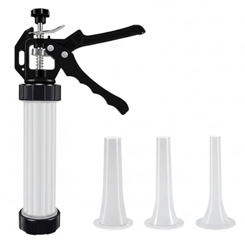 Manual Sausage Stuffer Machine Press-Type Handheld, Jerky Gun for Ground Meat with 3 Size Nozzles Food-Grade for Homemade Sausages Jerky