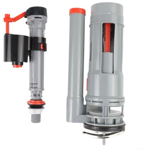 Conjunto de descarga de tanque de inodoro con modo de descarga dual de flujo total o parcial y altura de válvula de drenaje de 24 cm para instalaciones estándar