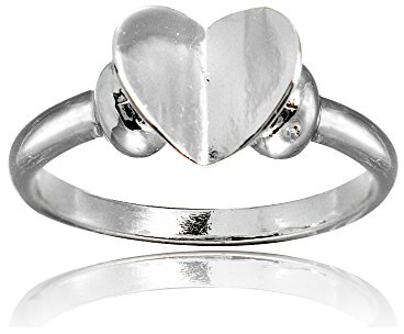 Hoops & Loops Sterling Silver Polished Folded Heart Ring, Size 7