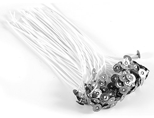 100 Stück Baumwoll-Kerzendochte gewachst für DIY Kerzenherstellung, Flachdocht mit Fuß 15 cm, rauchfrei brennend selbstgemachte Kerzen Zubehör