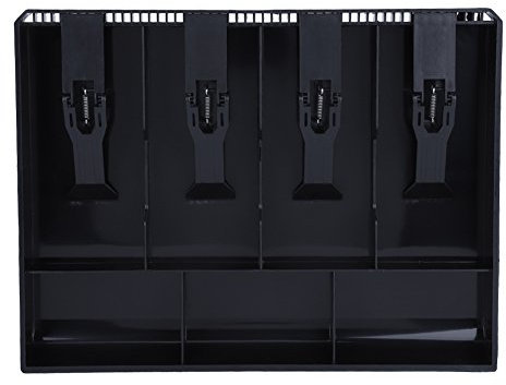 Kassenschubladeneinsatz, ABS-Kunststoffkasseneinsatz Fach 4 Scheine 3 Münzen Geldaufbewahrungsbox 12,6 x 9,6 x 1,4 Zoll für Supermärkte, Geschäfte, Hotels(schwarz)