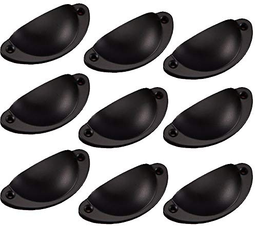 PETITES ECREVISSES Lot de 10 Vintage Poignée de Coquille 82mm Tiroir, Métall Bouton de Porte de Placard Décoration pour Armoire Meuble (Noir)