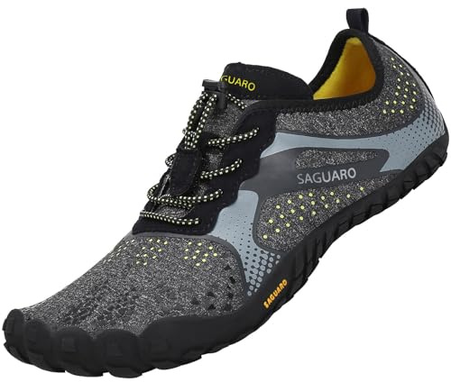 SAGUARO Zehenschuhe Unisex Sommer Trekking Schuhe Atmungsaktive rutschfeste Laufschuhe, 45 EU, Schwarz