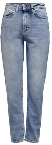 Only Onlveneda Life Mom Jeans Rea7452, Denim Blu Chiaro, M / 32L Donna