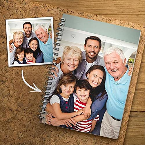 Notizbuch Personalisiert - Personalisiertes Notizbuch A5 Liniert mit Foto & Text Hardcover Dick 60 Blatt Selbst Gestalten Notizblock Geschenk zum Schulabschluss für Schüler Freund Lehrer Geburtstag