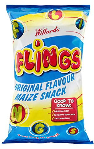 Willards Flings Mais-Snack, südafrikanische Lebensmittel-Snacks, Originalgeschmack, 150 g, 4 Stück