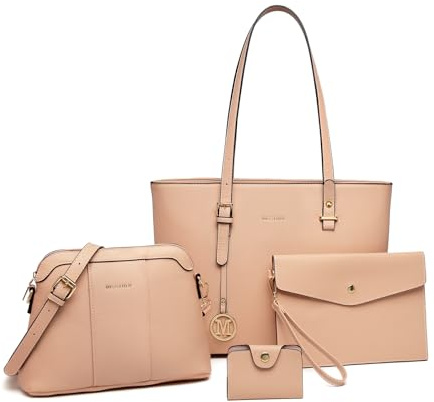 Miss Lulu Handtasche Damen Schultertaschen für Tragetasche Tote Bag Groß Henkeltasche Frauen Schulter Beuteltote Gross 4-teiliges Set