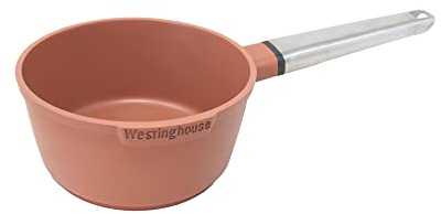 Westinghouse PERFORMANCE SRIES kastrull – 18 cm mjölkgryta induktion – liten kastrull för alla typer av spisar och ugnssäker – coolt touch-handtag av rostfritt stål – röd (WCSP0095N18OR)