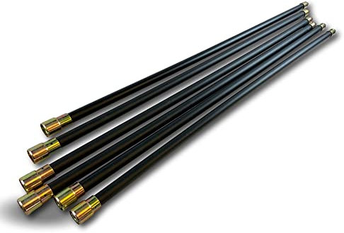 Lot de 6 cannes de ramonage pro noire PPN pleine contrevissante | Ø 20 mm | Rallonge kit ramonage hyper pro | Lg 1,4 m | Cheminées canalisations | Embout acier fileté M12*1,75 mm | Kibros 4CK30X6