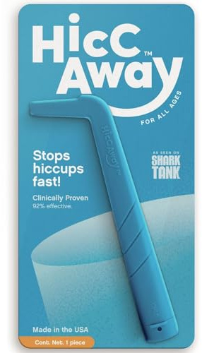 HiccAway Paille à hoquet – Arrête le hoquet naturellement et rapidement – ​​Soulagement cliniquement prouvé pour tous les âges, enfants et adultes – Sûr, léger et réutilisable (Malibu Bleu) 1 paquet