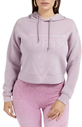 GUESS Felpa Donna New Alisa Hooded Sweatshirt con Cappuccio Lilla (XL)
