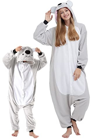 DarkCom Animal Onesie for Kids,Flannel Cosplay Koala Halloween Christmas Costume Parent-Child Sleepwear for Girls Boys 8-9 Years