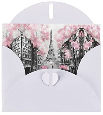 DMORJ White Paris Street Eiffelturm, hochwertige Perlenpapier-Grußkarte, 10,2 x 15,2 cm, für Geburtstagskarte, Party-Einladungskarte