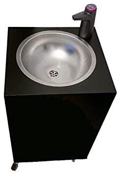 Mobiles Handwaschbecken Waschtisch Waschstation Littleblack Waschbecken inkl. Batterie betriebenem Wasserhahn in Schwarz